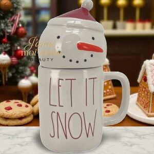 Rae Dunn Snowman Mug Lidded Holiday Christmas Mug Let It Snow